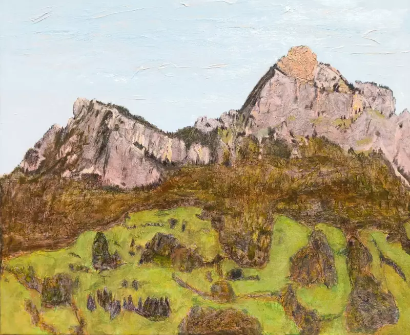 'Mythen, Schwyz', 100 x 120 cm, Öl auf Leinwand
