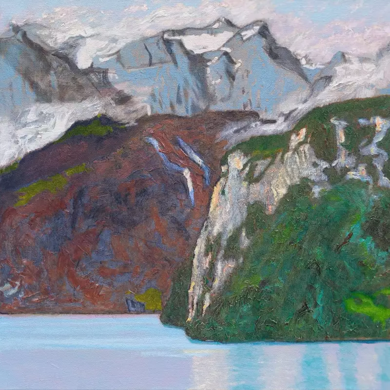'Grand Palais, Brunnen', 80 x 80 cm. Öl auf Leinwand