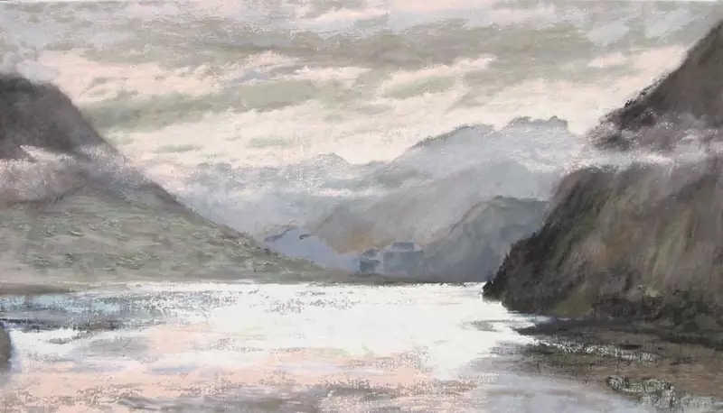 'Grand Palais, Brunnen, CH', 80 x 140 cm, olieverf op linnen. Verkocht