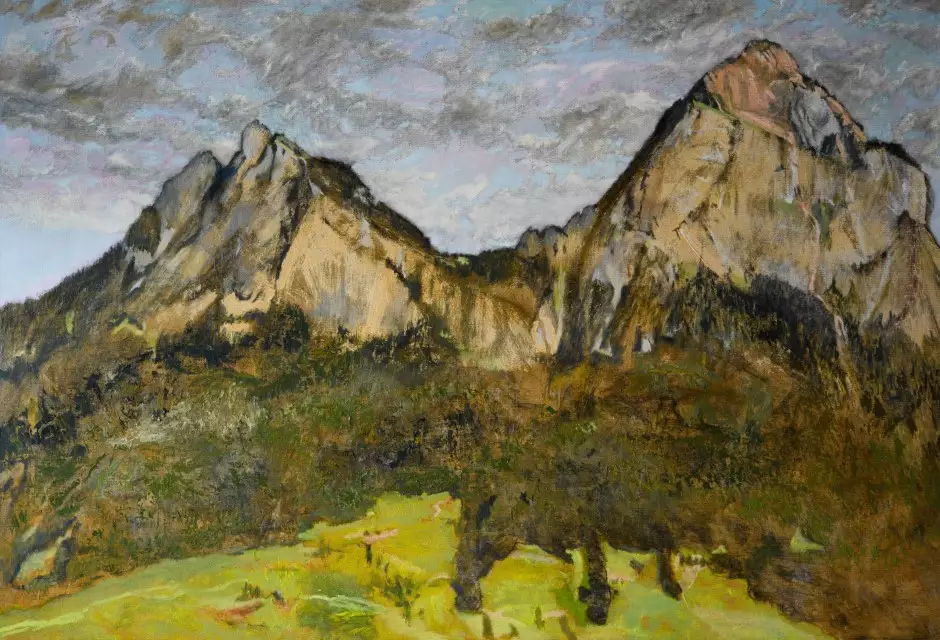 'Mythen', 130 x 190 cm, olieverf op linnen. Collectie Victorinox AG, Ibach, CH - 'Mythen', 130 x 190 cm, olieverf op linnen, Collectie Victorinox AG, Ibach, Zwitserland - collecties