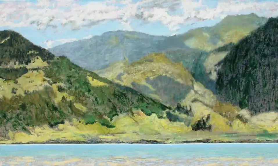 'Garten in Gersau', 120 x 200 cm, Öl auf Leinwand